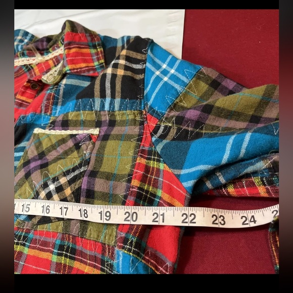SOFT SURROUNDINGS Highland PATCHWORK PLAID women FLANNEL NIGHT shirt Large 29784 - Picture 13 of 16